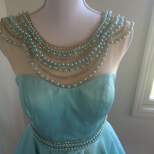 Teal Beaded Camille Coctail Dress Size 4